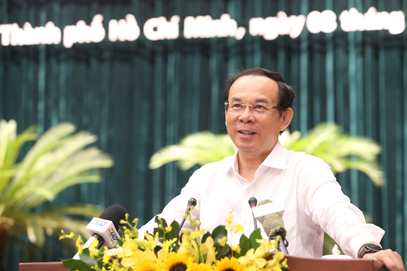 Bí thư Thành uỷ TPHCM Nguyễn Văn Nên phát biểu khai mạc hội nghị.