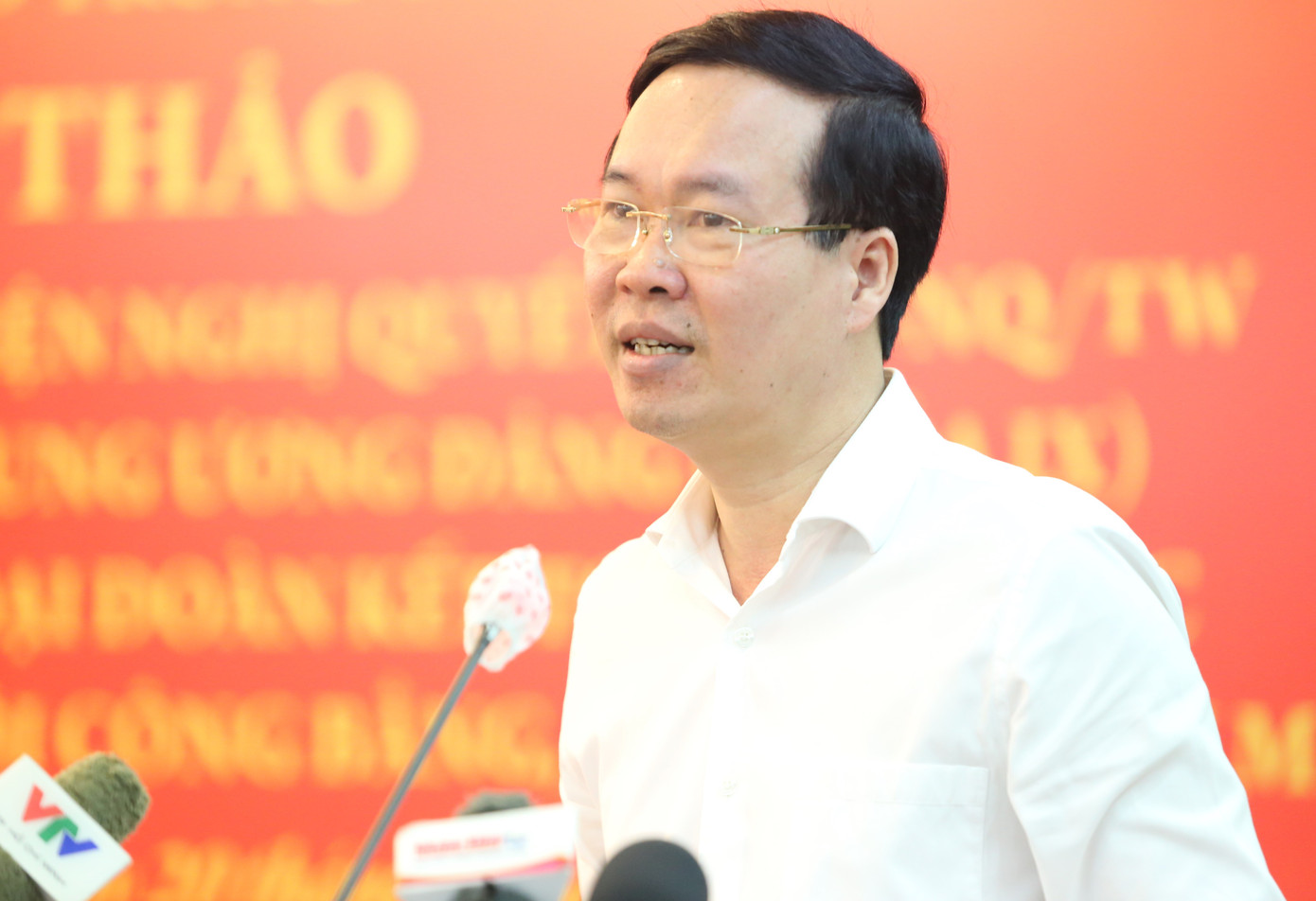 Thường trực Ban Bí thư Võ Văn Thưởng phát biểu tại hội thảo. Ảnh: Ngô Tùng Thường trực Ban Bí thư Võ Văn Thưởng phát biểu tại hội thảo. Ảnh: Ngô Tùng