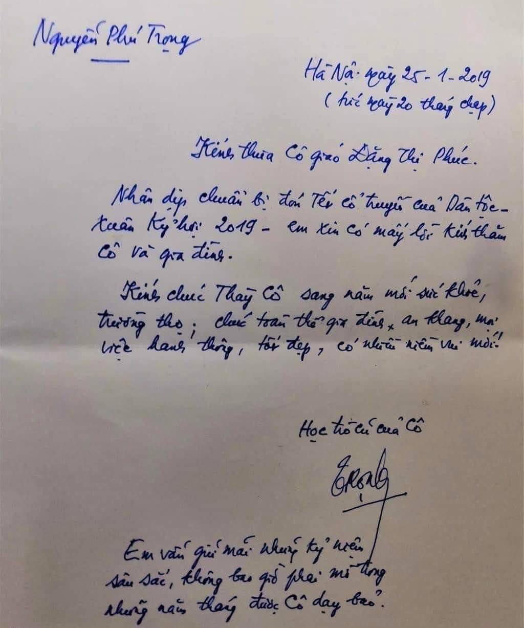 Bức thư tay của Tổng Bí thư Nguyễn Phú Trọng gửi cô giáo dạy Toán được các bạn trẻ chia sẻ, bởi truyền thống tôn sư trọng đạo của dân tộc luôn được Tổng Bí thư giữ gìn, trân trọng.