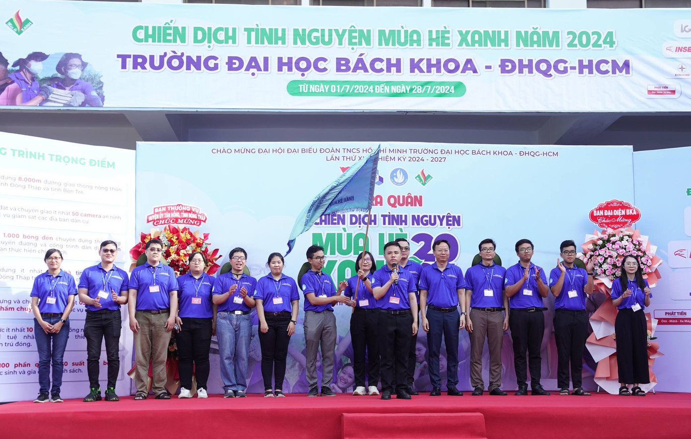 Nguyễn Công Khoa - Đội trưởng đội hình Văn phòng Đào tạo quốc tế phát biểu tại Lễ ra quân.