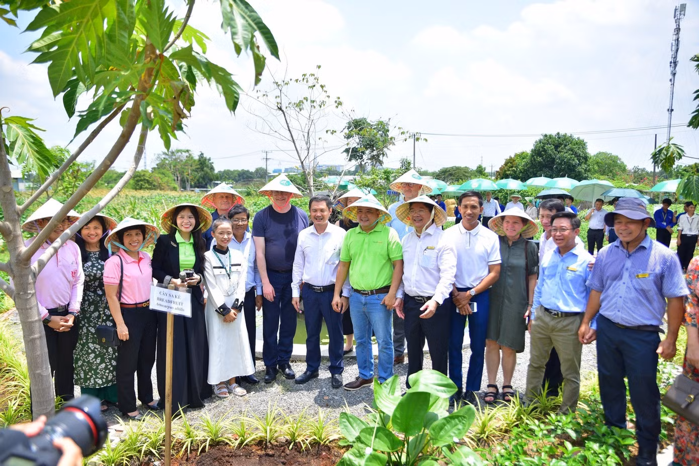 Các đơn vị, đoàn thể tham quan mô hình 'Vườn thực phẩm cộng đồng' trong buổi ra mắt.