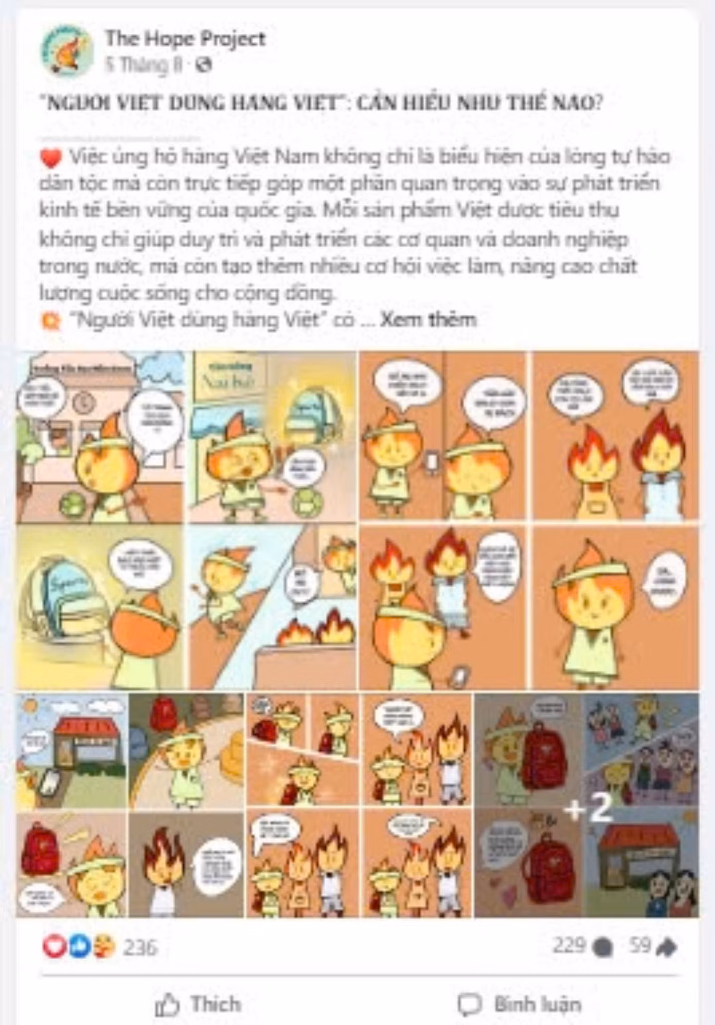 Nhiều nội dung và thông điệp được đăng tải trên Fanpage chính thức của "The Hope Project”. (Ảnh chụp màn hình)