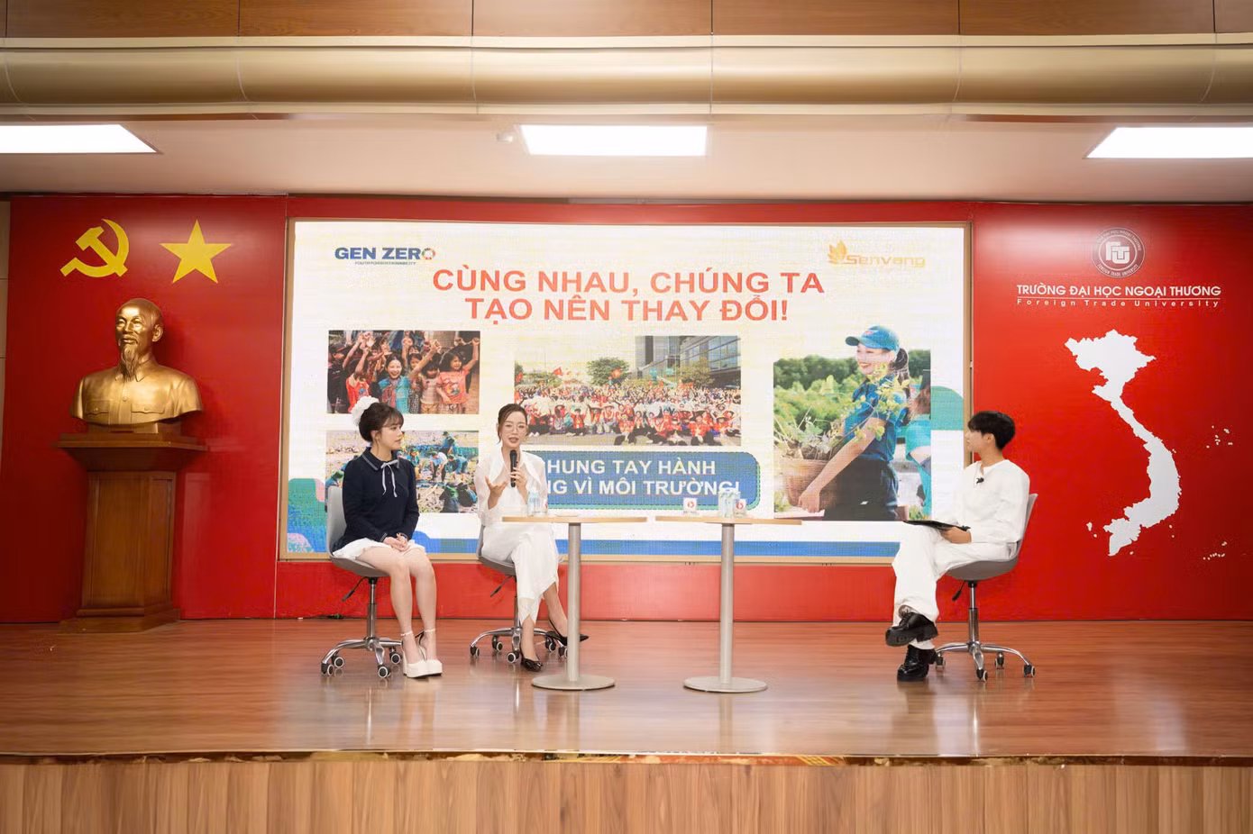 Hoa hậu Bảo Ngọc giới thiệu về 'Gen Zero' trong chuyến Unitour của mình. (Ảnh: NVCC)