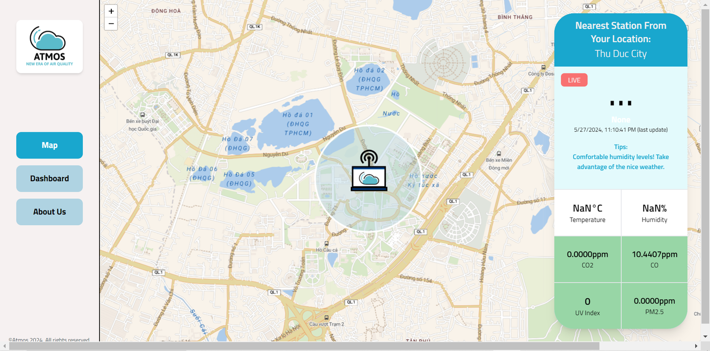 Nhóm nghiên cứu thử nghiệm thiết bị trên địa bàn TP. Thủ Đức, TP. HCM.