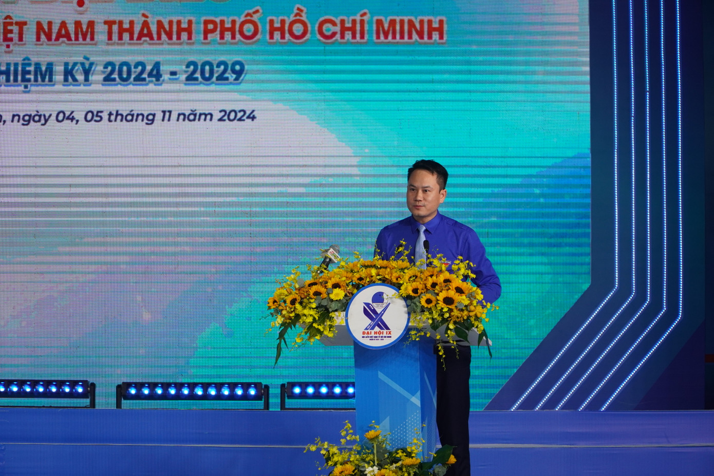 Anh Nguyễn Kim Quy phát biểu tại phiên trọng thể Đại hội. Anh Nguyễn Kim Quy phát biểu tại phiên trọng thể Đại hội.