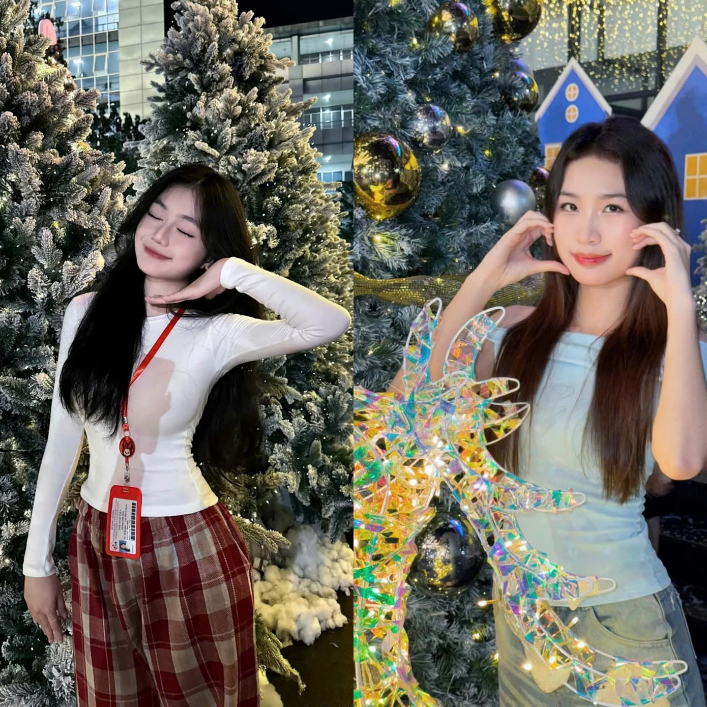 Những nữ sinh trường ĐH Công nghiệp TP. HCM “thả dáng” trước không khí Noel sinh động tại sân trường.