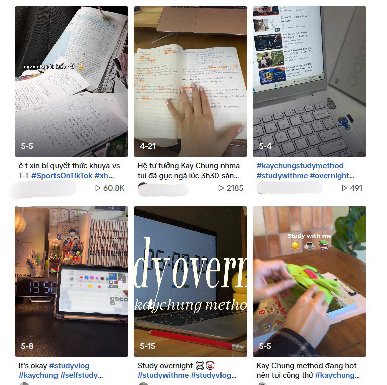 Những clip học theo Kay Chung thu hút từ hàng chục đến hơn triệu lượt xem. (Ảnh: Chụp màn hình)