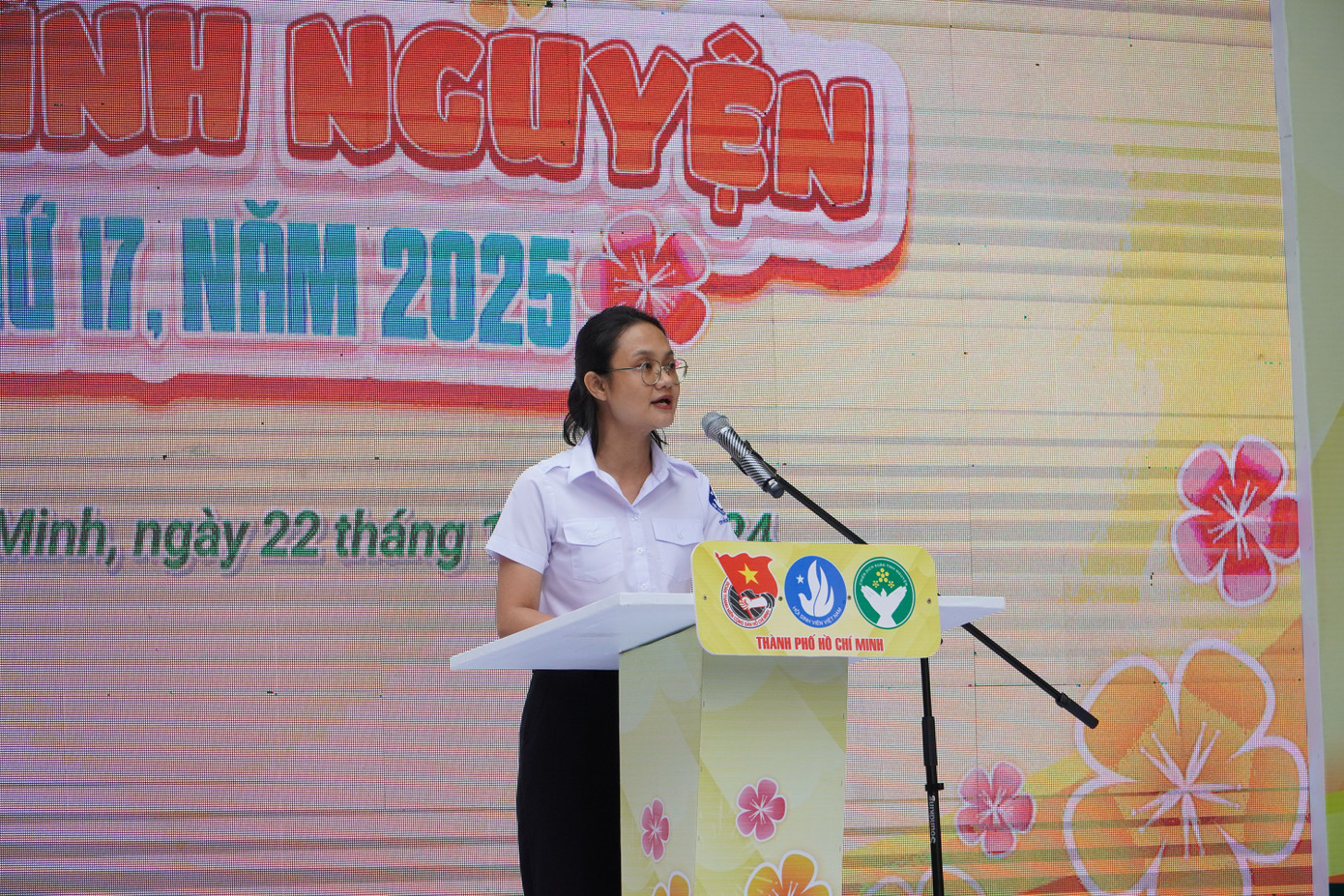 Chị Trần Thu Hà phát biểu tại Lễ ra quân.