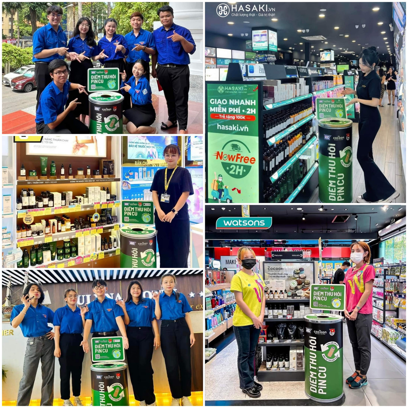 Các bạn trẻ tìm đến các điểm tiếp nhận pin của chương trình.