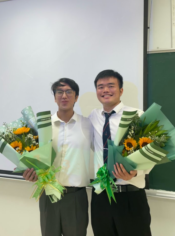 Minh Khôi (trái) và Khánh Trình trong buổi bảo vệ đồ án tốt nghiệp. (Ảnh: NVCC) Minh Khôi (trái) và Khánh Trình trong buổi bảo vệ đồ án tốt nghiệp. (Ảnh: NVCC)