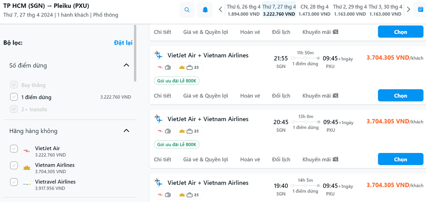 Càng gần dịp Lễ 30/4, giá vé máy bay các hãng càng tăng.