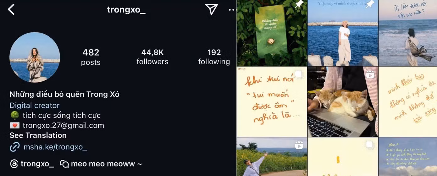Thu Nguyên đã tận dụng đam mê viết để xây dựng kênh Instagram của mình, đến nay đã thu hút hơn 44.000 lượt theo dõi. (Ảnh: NVCC) Thu Nguyên đã tận dụng đam mê viết để xây dựng kênh Instagram của mình, đến nay đã thu hút hơn 44.000 lượt theo dõi. (Ảnh: NVCC)