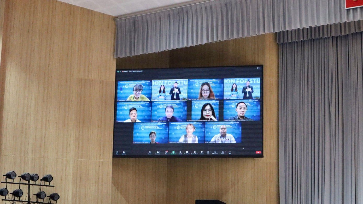 Các tổ chức sinh viên, thanh niên quốc tế và Hội sinh viên Việt Nam tại điểm cầu trực tuyến. Các tổ chức sinh viên, thanh niên quốc tế và Hội sinh viên Việt Nam tại điểm cầu trực tuyến.