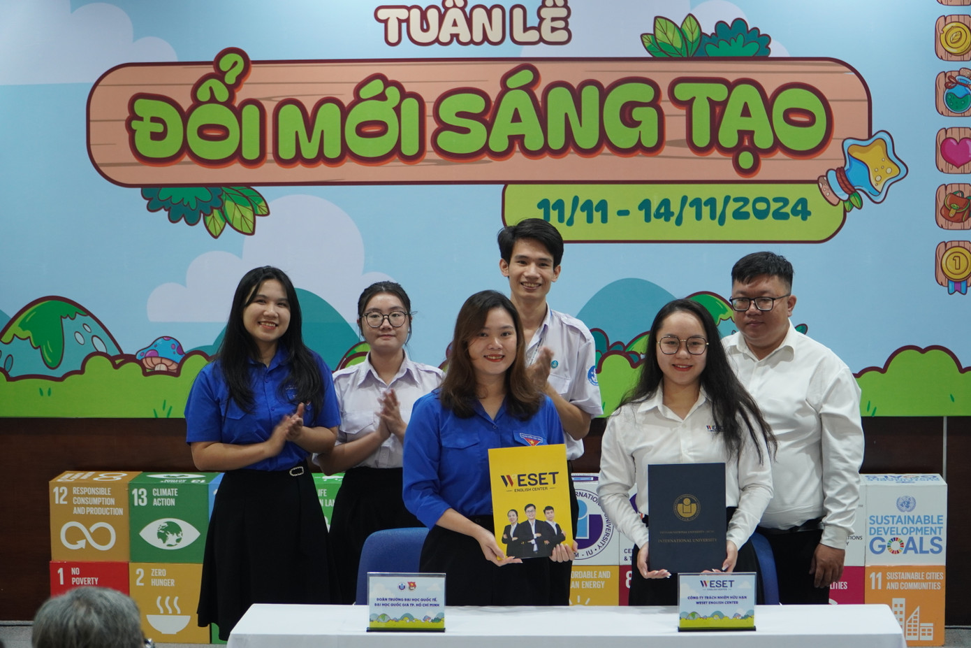 Đoàn trường ĐH Quốc tế ký thỏa thuận hợp tác với các đơn vị trong &apos;Tuần lễ Đổi mới Sáng tạo 2024&apos;.