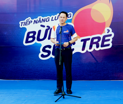 Anh Nguyễn Kim Quy phát biểu tại Lễ khánh thành công trình.