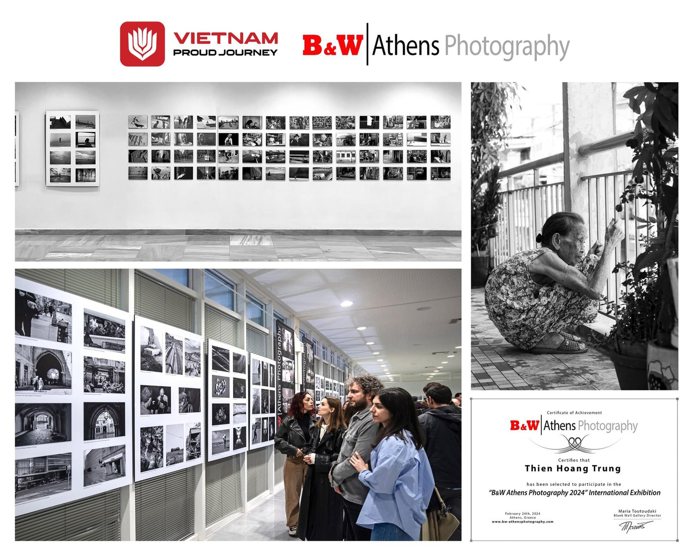 Tác phẩm của Trung Thiên tham gia triển lãm tại B&amp;W Athens Photography ở Athens năm 2024. (Ảnh: NVCC)