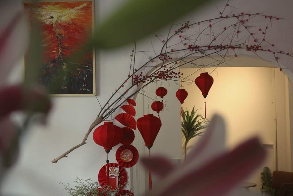 Những tiểu cảnh Tết tại quán Marie Café.