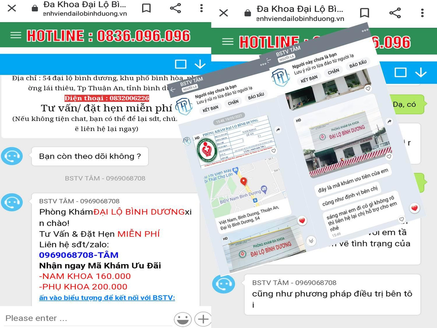 Quảng cáo của phòng khám trên website