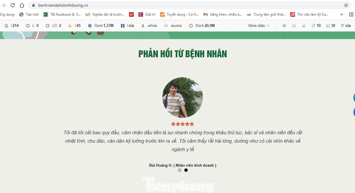 Dù phẩu thuật cắt bao qui đầu không được Sở Y tế cấp phép nhưng Phòng khám Đại lộ Bình Dương vẫn ngang nhiên thực hiện và quảng cáo rầm rộ trên website của mình