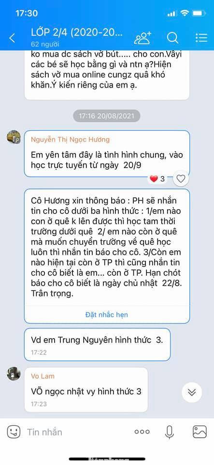 Giáo viên các trường đang khảo sát học sinh đang còn ở TP hay đã về quê để có phương án học tập phù hợp