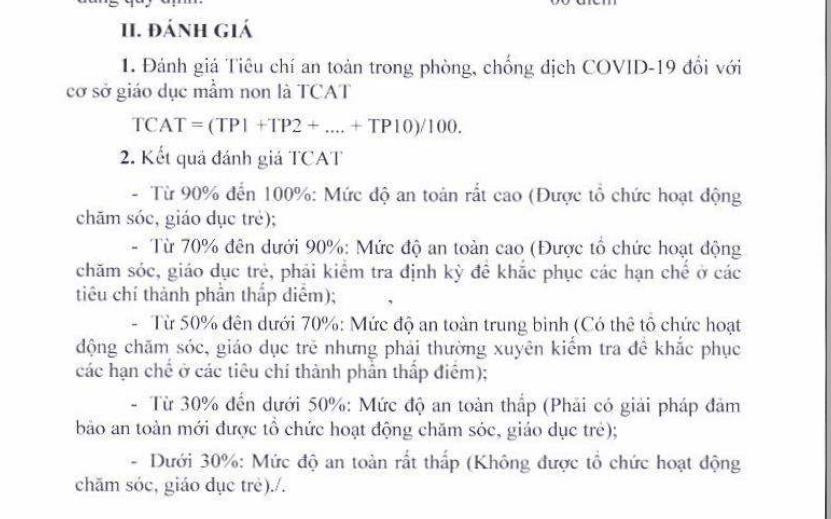 Thang điểm đánh giá tiêu chí an toàn trường học của Sở GD&ĐT TPHCM đề xuất Thang điểm đánh giá tiêu chí an toàn trường học của Sở GD&ĐT TPHCM đề xuất