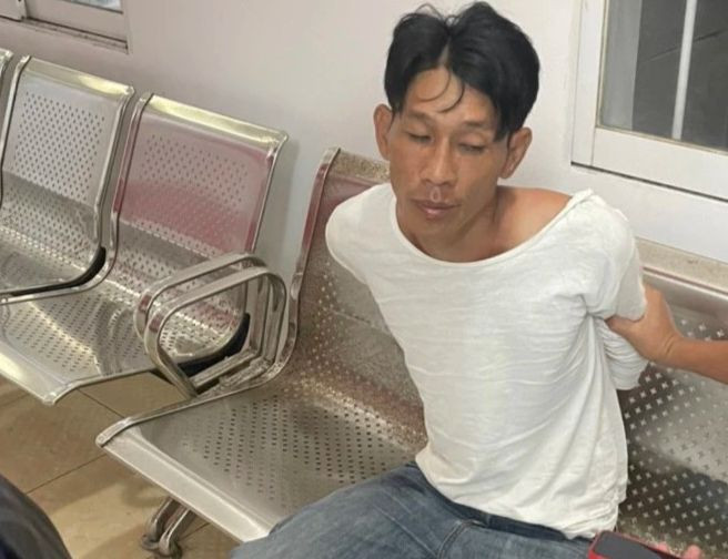 Nghi phạm Hùng thời điểm bị bắt giữ.