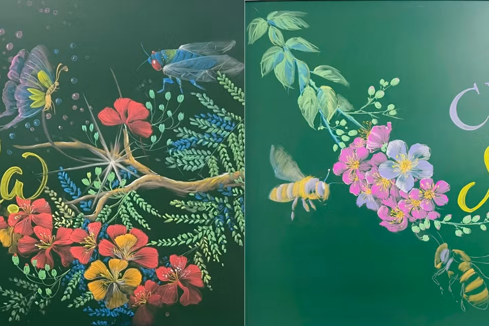 Thầy Hạnh lấy ý tưởng sáng tạo từ hoa lá, cây cỏ... để đưa vào tác phẩm của mình.