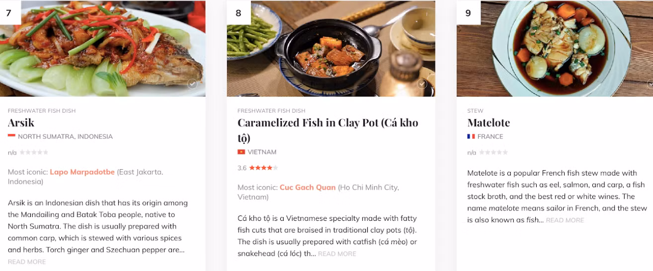 Vị trí thứ 8 gọi tên cá kho tộ của Việt Nam.