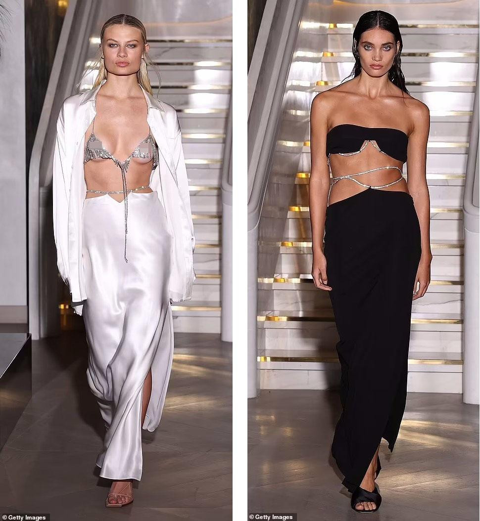 Cũng lựa chọn phong cách gợi cảm, Michael Lo Sordo thiên về hướng sang chảnh hơn nhờ kết hợp chi tiết kim cương lấp lánh với váy trễ lưng, bra và blazer, phù hợp cho những đêm hẹn hò lãng mạn.