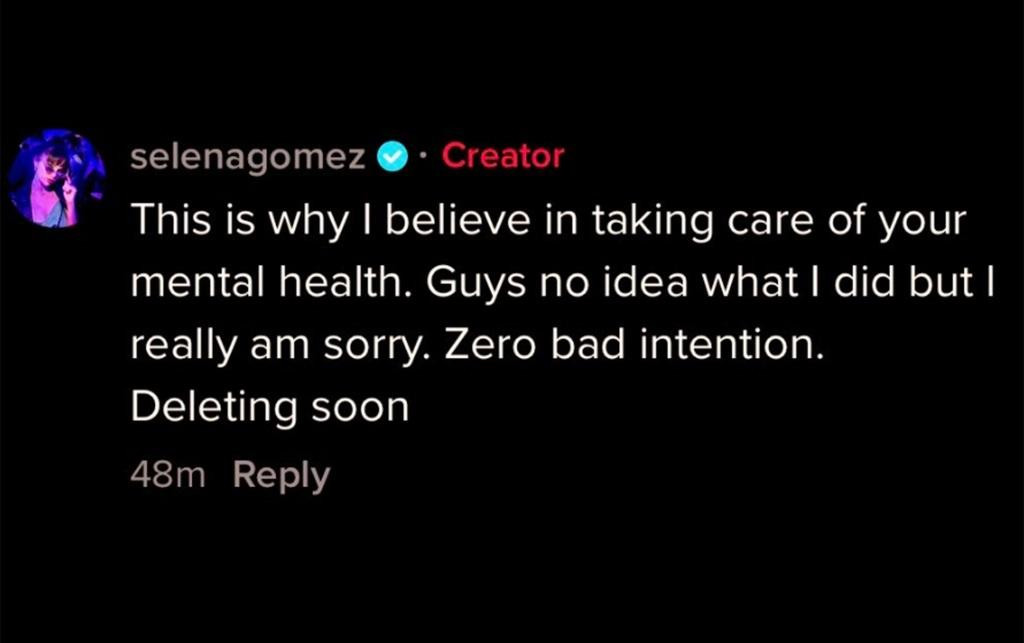 Selena Gomez xin lỗi trên Twitter.