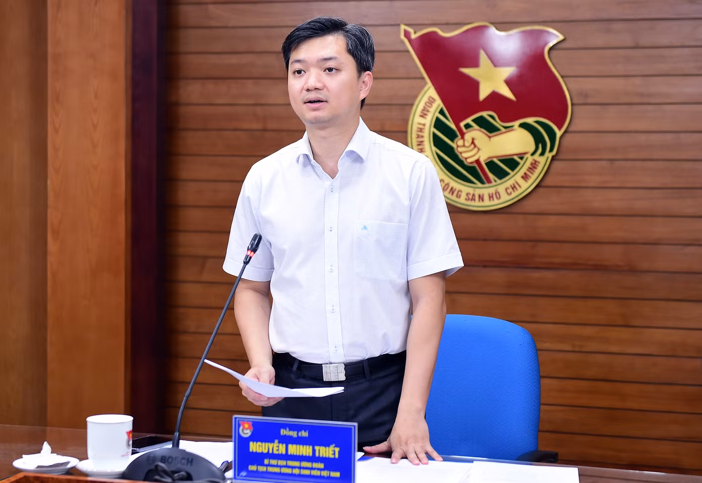 Anh Nguyễn Minh Triết phát biểu tại hội nghị. Ảnh: Xuân Tùng