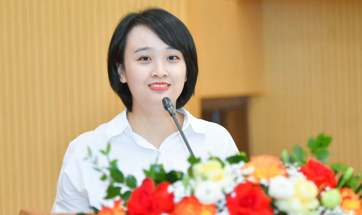 Chị Nguyễn Diệu Linh - Bí thư Đoàn Thanh niên Bộ Xây dựng phát biểu nhận nhiệm vụ. Ảnh: BTC Chị Nguyễn Diệu Linh - Bí thư Đoàn Thanh niên Bộ Xây dựng phát biểu nhận nhiệm vụ. Ảnh: BTC