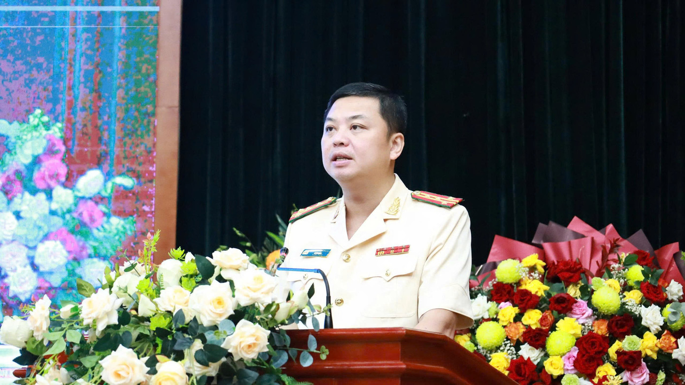 Giám đốc Công an tỉnh Lạng Sơn phát biểu tại Lễ công bố quyết định. Giám đốc Công an tỉnh Lạng Sơn phát biểu tại Lễ công bố quyết định.