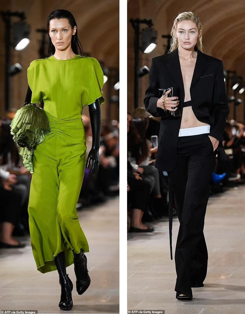 Bộ sưu tập mới thể hiện rõ phong cách thời trang của cựu thành viên Spice Girl - đơn giản mà thanh lịch. Show diễn có sự góp mặt của cặp chị em siêu mẫu đình đám nhất hiện nay Gigi và Bella Hadid. Ảnh: Getty Images.