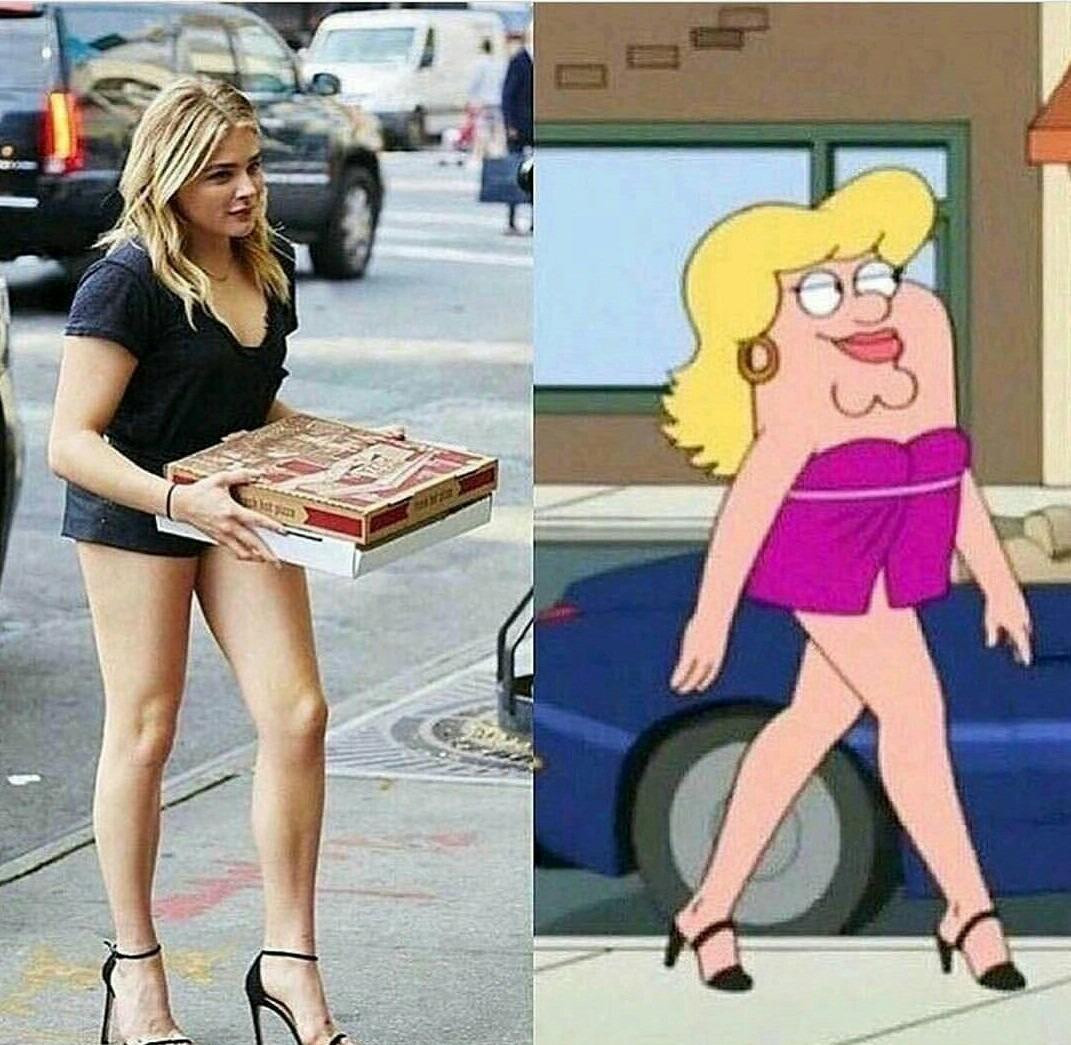 Chloë bị chế ảnh thành nhân vật trong phim hoạt hình Family Guy. Ảnh: Twitter.