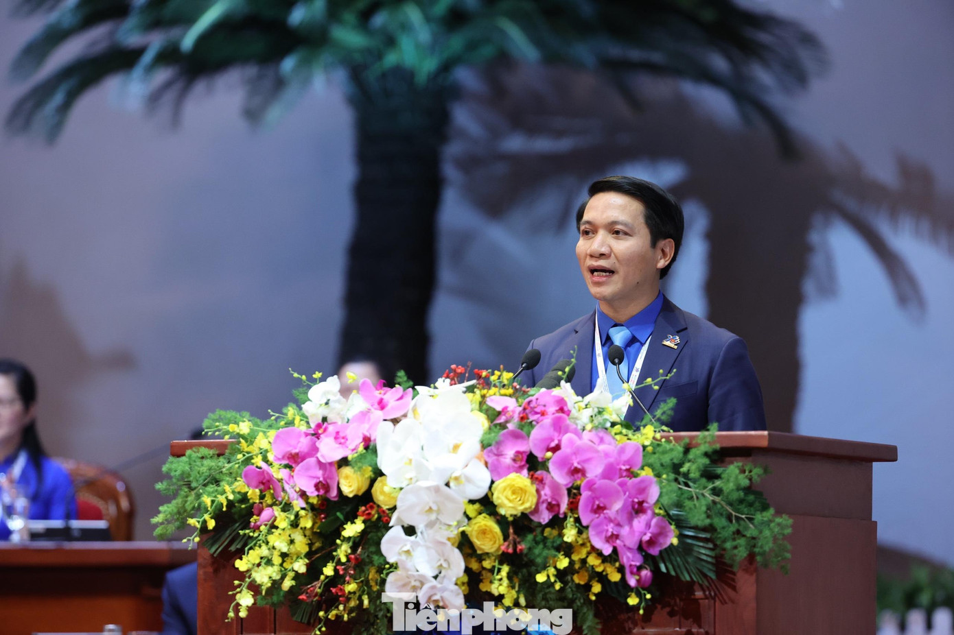 Anh Nguyễn Ngọc Lương, Bí thư Thường trực T.Ư Đoàn khóa XI, Chủ tịch Hội LHTN Việt Nam trình bày diễn văn khai mạc Đại hội Đoàn toàn quốc lần thứ XII.