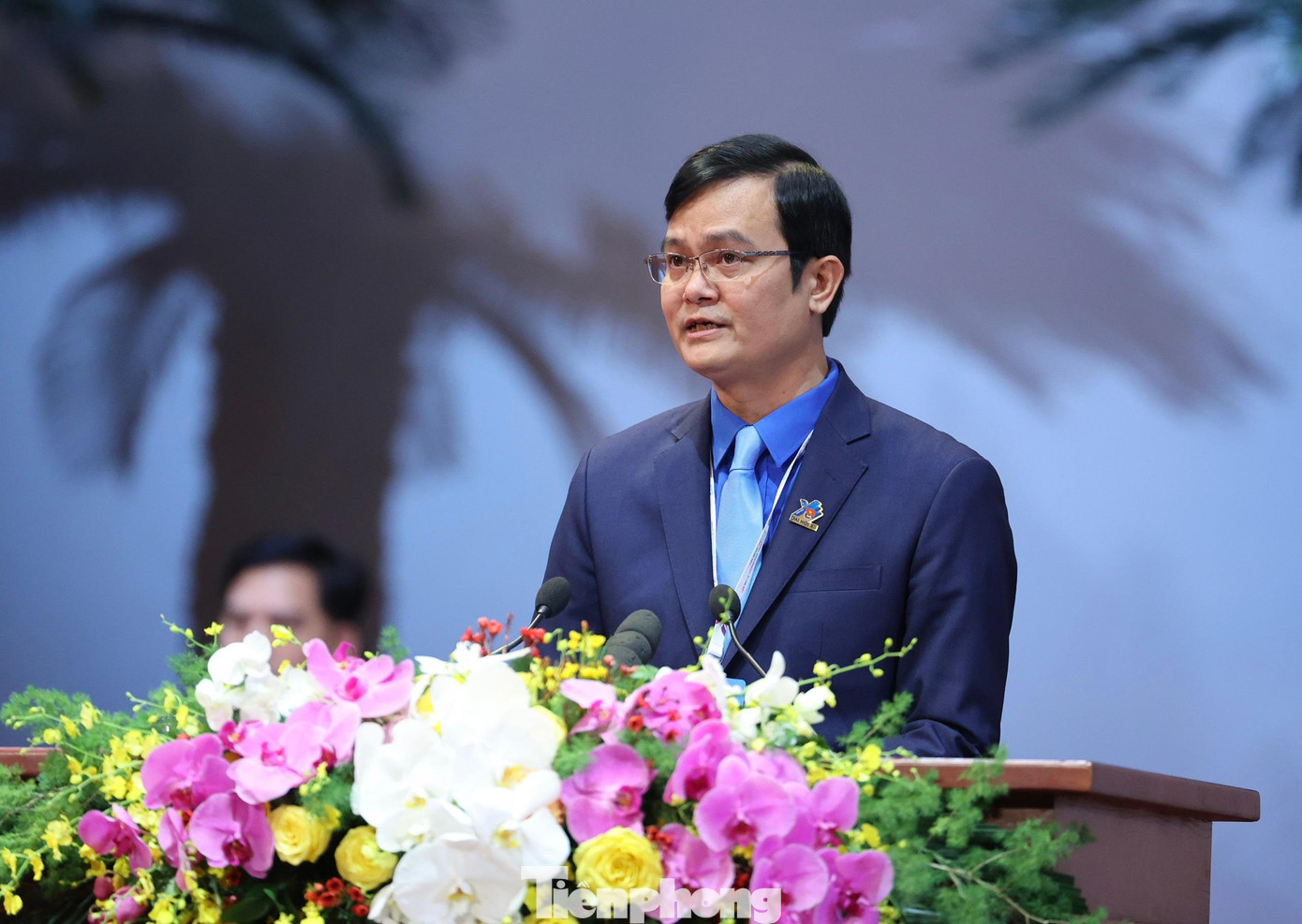 Anh Bùi Quang Huy, Ủy viên dự khuyết T.Ư Đảng, Bí thư thứ nhất T.Ư Đoàn khóa XI trình bày tóm tắt Báo cáo Chính trị trình Đại hội Đoàn toàn quốc lần thứ XII.