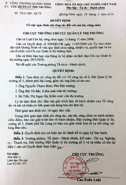 Tạm đình chỉ 3 cán bộ quản lý thị trường chặn xe tải giữa đường ảnh 1