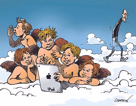 Steve Jobs trên thiên đường Tranh vui: Patrick Chappatte (Thụy Sĩ)