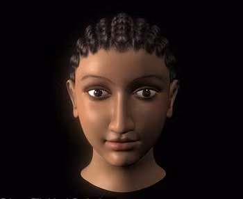 Nữ hoàng Cleopatra được tạo trên công nghệ 3D. Khuôn mặt đã được chỉnh sửa để tái hiện thuần chất dân tộc Hình ảnh Cleopatra trên tường Dendera (Ai Cập)