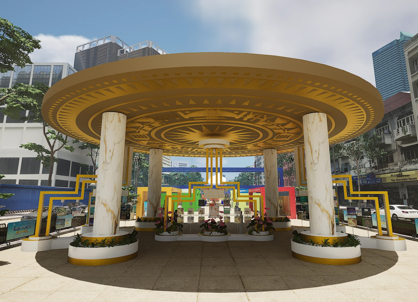 Mô hình Trống đồng Ngọc Lũ khổng lồ tại Đường Sách Tết Giáp Thìn