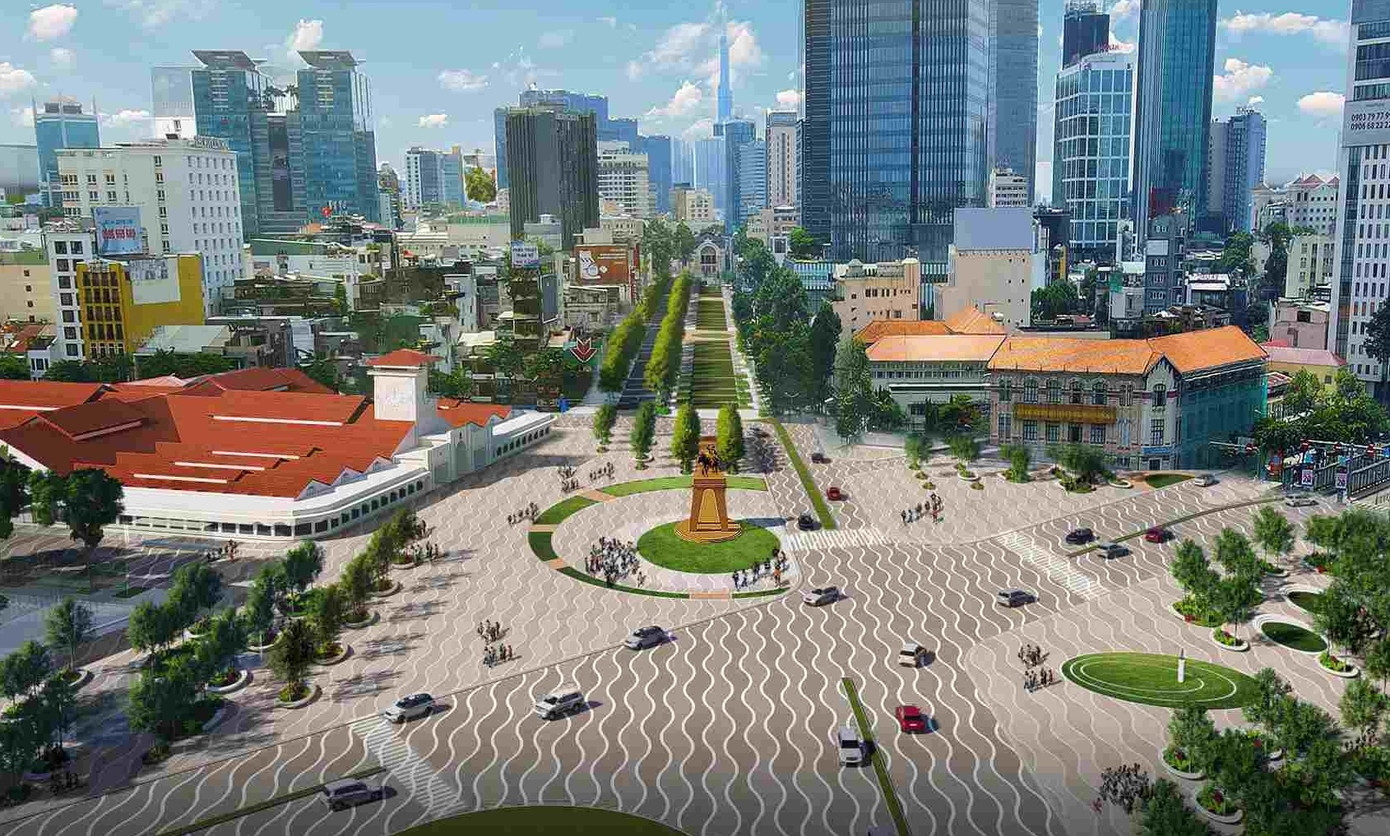 Toàn khu vực được kết nối với đường Lê Lợi, hình thành trục đường đi bộ kéo dài tới Phố Đi bộ Nguyễn Huệ Toàn khu vực được kết nối với đường Lê Lợi, hình thành trục đường đi bộ kéo dài tới Phố Đi bộ Nguyễn Huệ