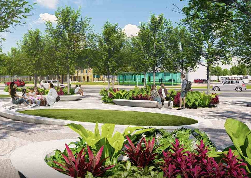 Các khu vực được bố trí lối đi xen kẽ các tiểu cảnh như bồn hoa, hàng cây Các khu vực được bố trí lối đi xen kẽ các tiểu cảnh như bồn hoa, hàng cây