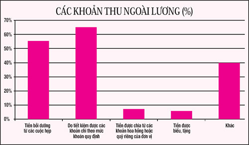 Biểu đồ các khoản thu ngoài lương của CBCC - viên chức do Thanh tra Chính phủ khảo sát 