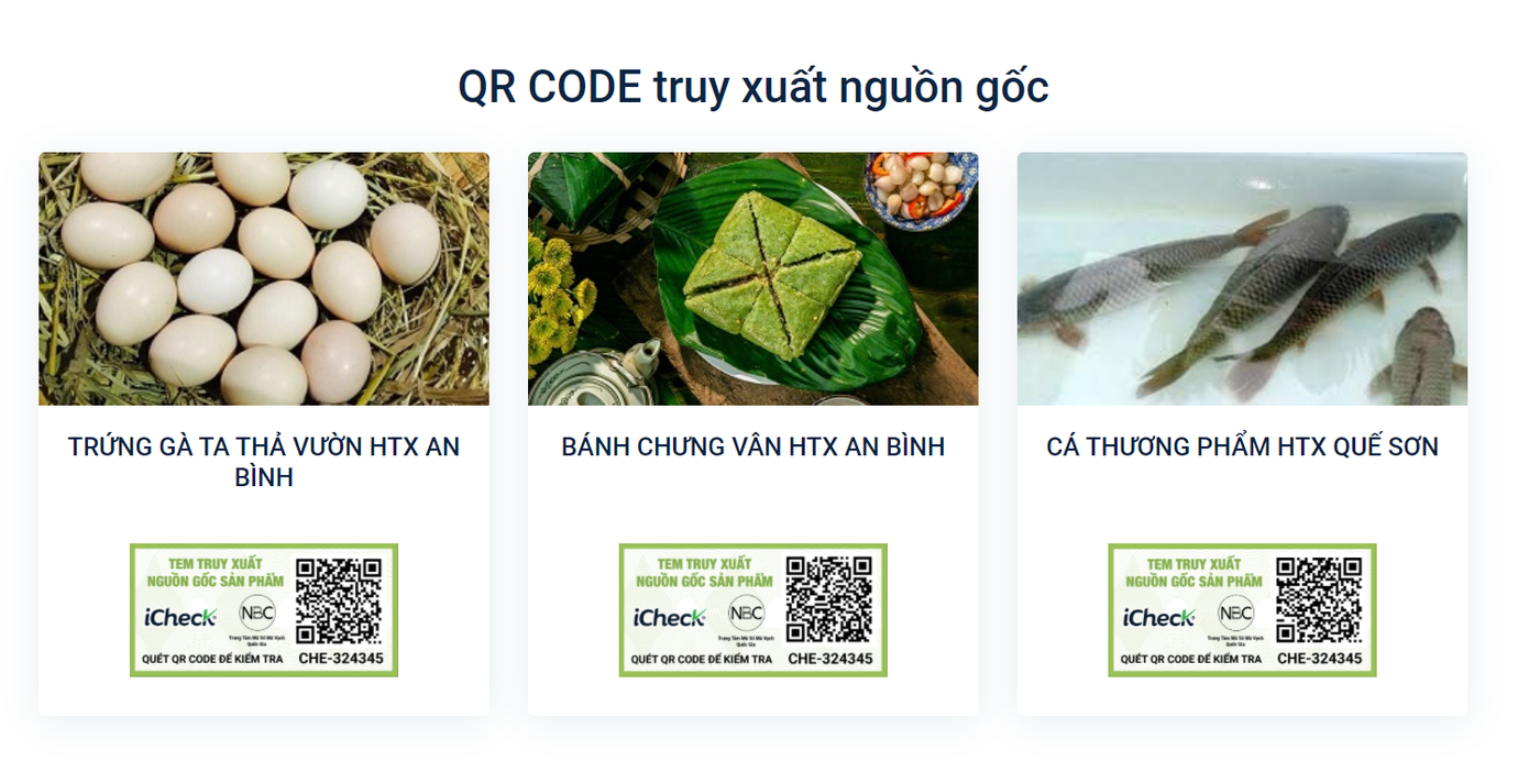 Một số sản phẩm triển khai Truy xuất nguồn gốc với iCheck