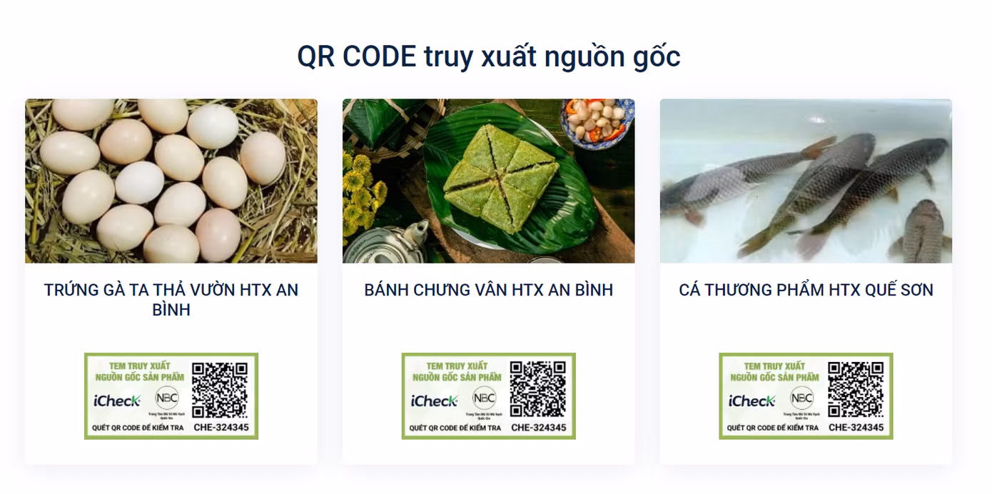 Một số sản phẩm triển khai Truy xuất nguồn gốc với iCheck