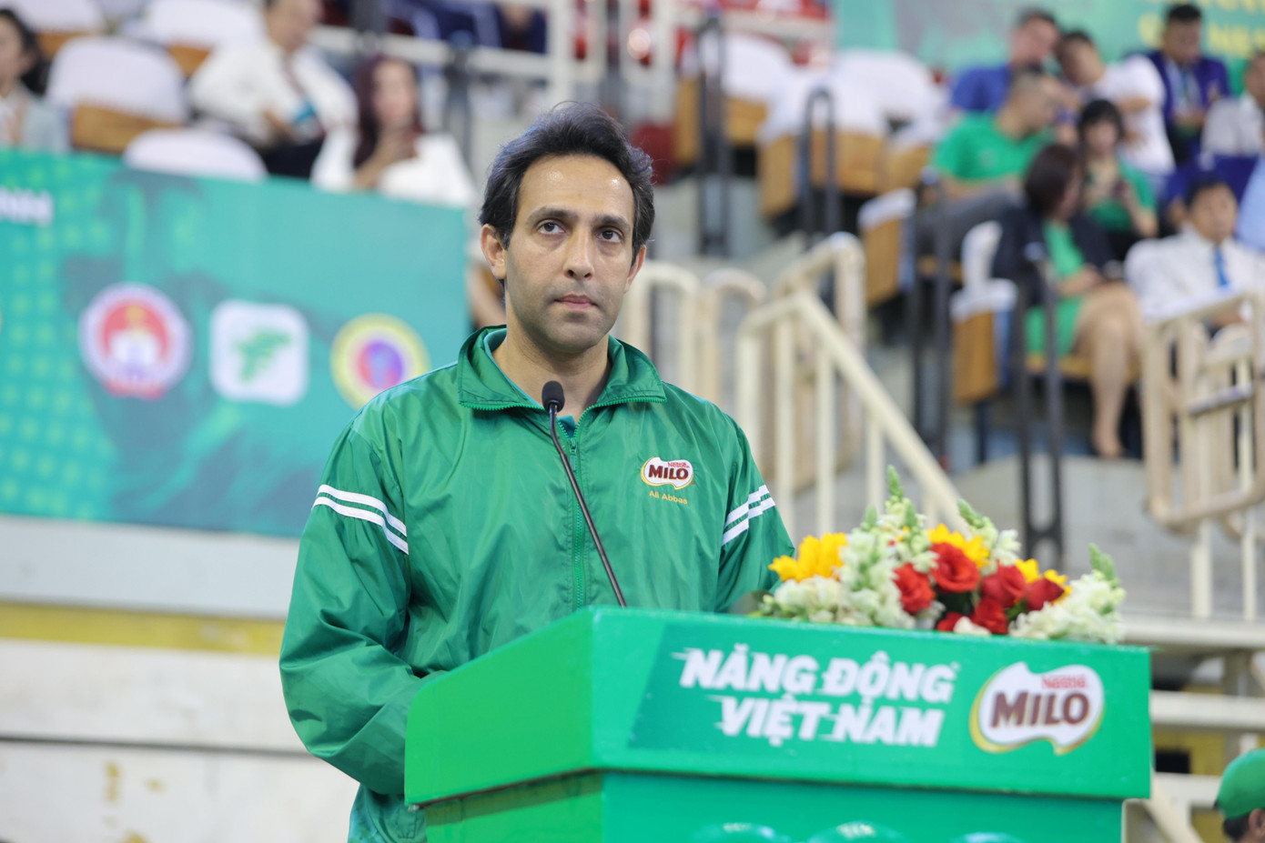 Ông Ali Abbas, Giám đốc Ngành hàng MILO và sữa, công ty Nestlé Việt Nam phát biểu tại lễ khai mạc Ông Ali Abbas, Giám đốc Ngành hàng MILO và sữa, công ty Nestlé Việt Nam phát biểu tại lễ khai mạc