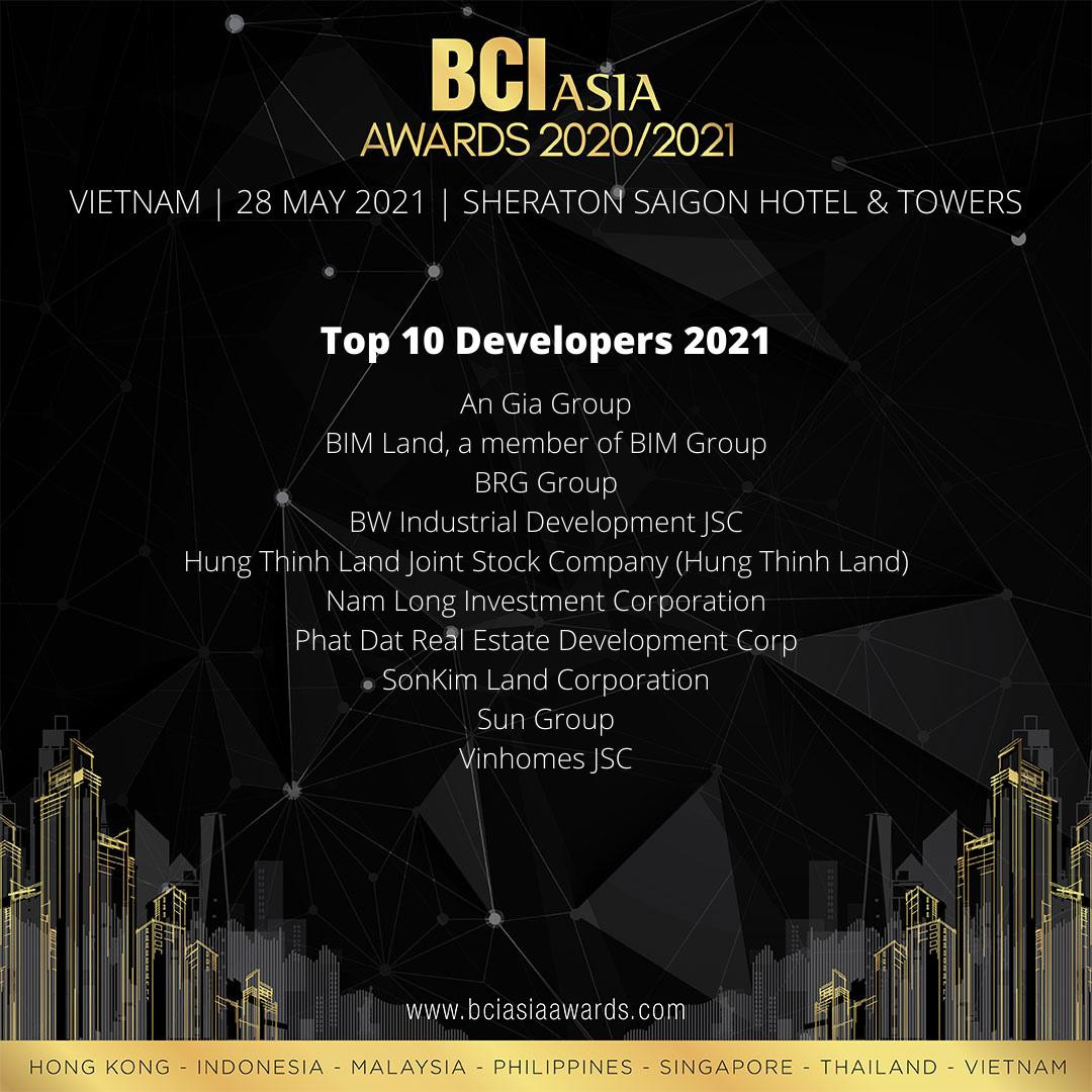 BIM Land được vịnh danh Top 10 Chủ đầu tư Uy tín BCI Asia Awards 2021