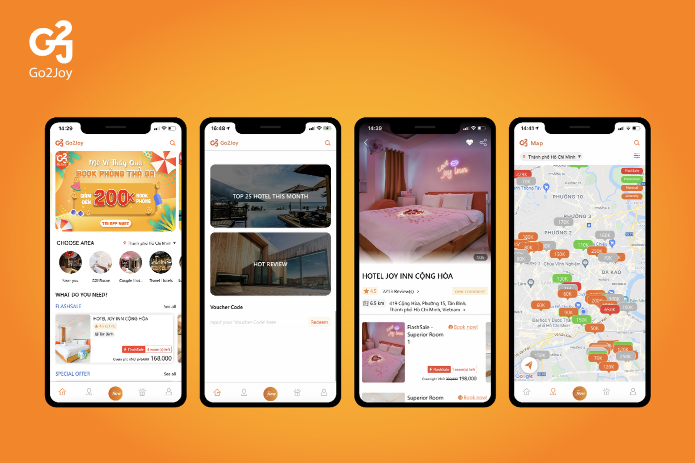 Với Go2Joy, bạn dễ dàng tìm được khách sạn được review nhiều nhất hoặc gần bạn nhất