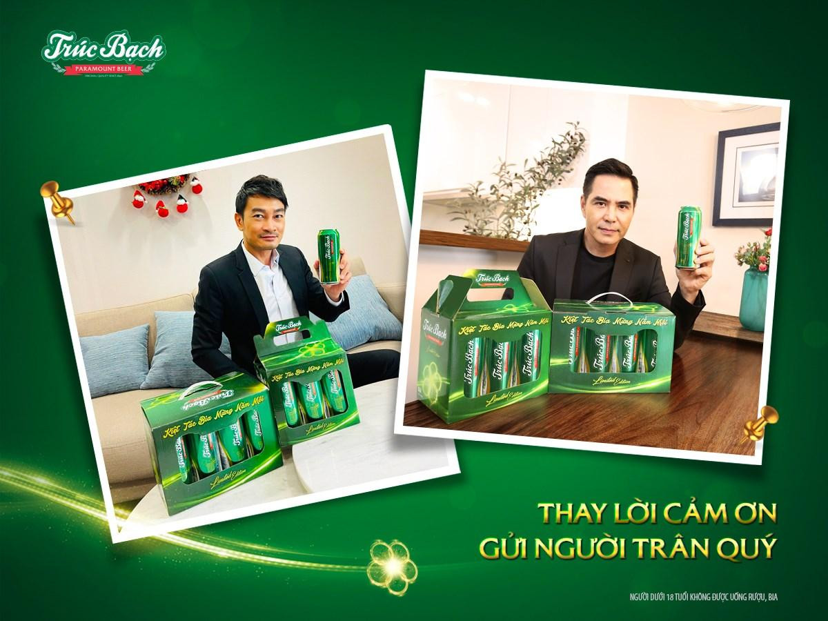 Đôi bạn thân thiết Trung Dũng – Quốc Thái tặng nhau Bia Trúc Bạch phiên bản giới hạn Tết 2021 mừng năm mới